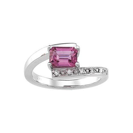 Octagon Pink Tourmaline and Diamond Ring