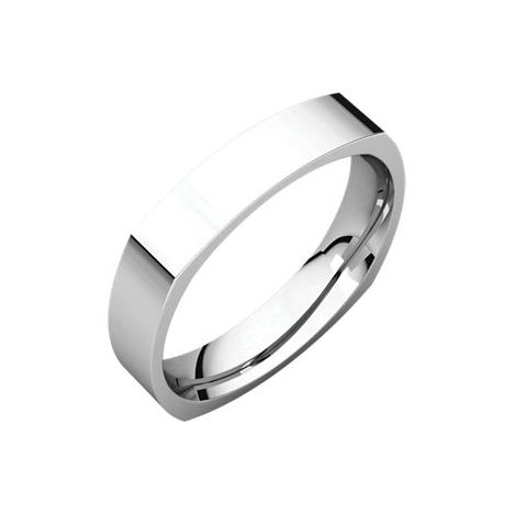 14KT White Gold Square Comfort Fit Wedding Band