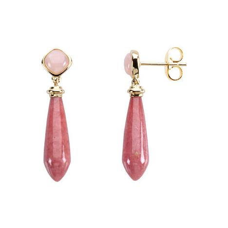 Pink Opal and Rhodonite Earrings