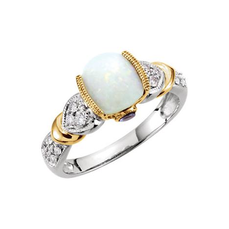 Genuine Opal Tanzanite and Diamond Ring