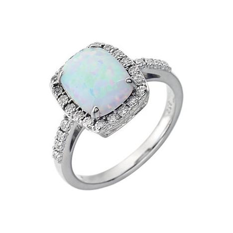 Created Opal and Diamond Ring