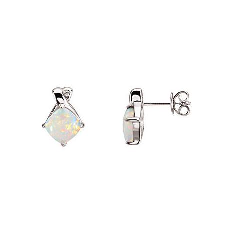 Cushion Opal and Diamond Earrings