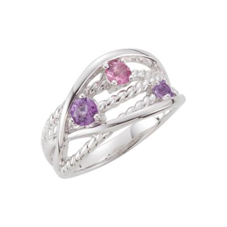 Genuine Amethyst and Pink Tourmaline Ring