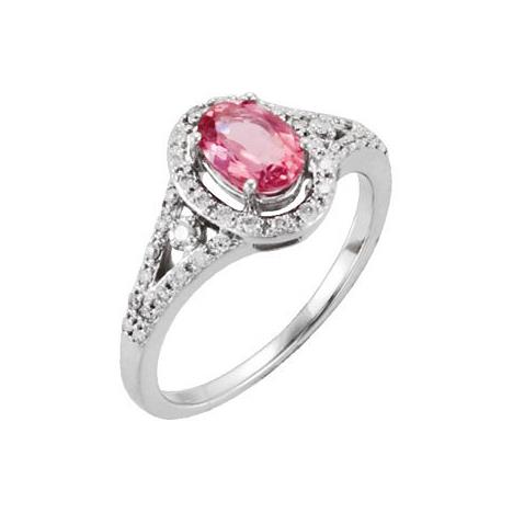 Genuine Pink Tourmaline and Diamond Ring