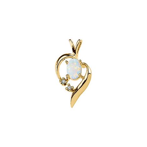Genuine Opal Cabochon and Diamond Pendant