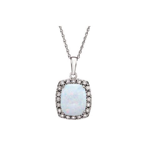 Created Opal and Diamond Necklace